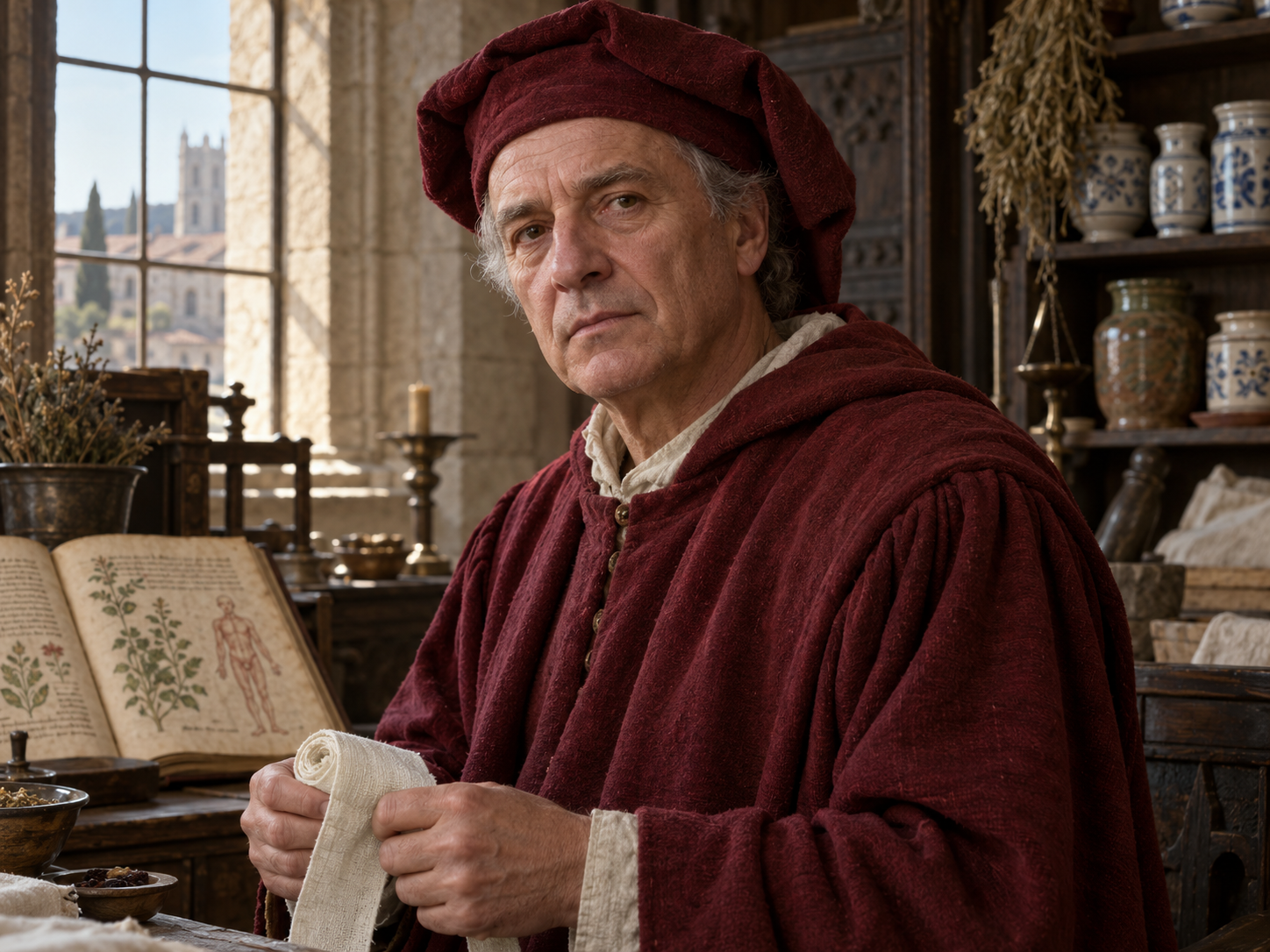 French medieval physician portrait